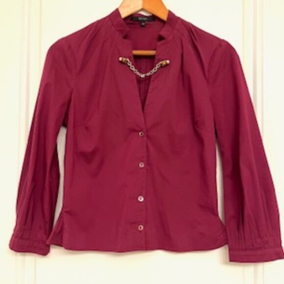 Gucci Blouse in burgundy color, Made in Italy, with bamboo fastener. - Picture 1 of 10